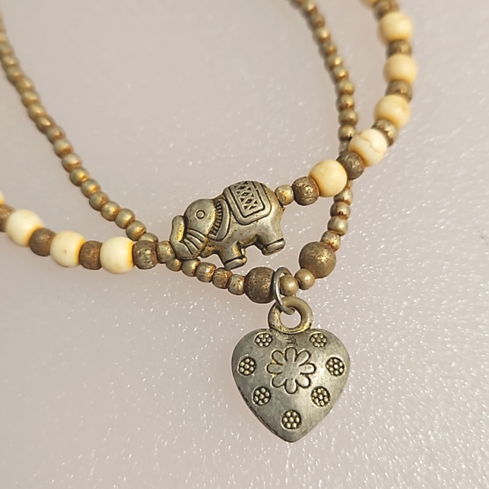 Lot of 9 pc. of 2 necklaces 1 earring 6 bracelets bag #1 faux wood tan natural - Picture 10 of 11